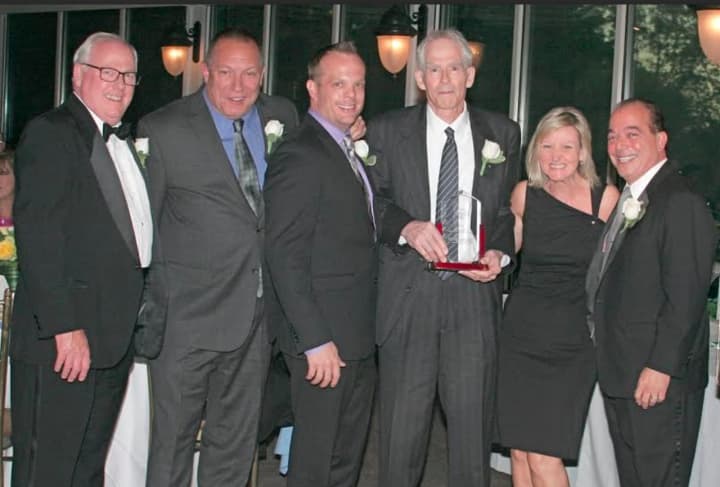 The Westchester County Signature Building Team of the Year Award for managing a building in White Plains was awarded to, from left, Joseph Roccuzzo, Kevin Ullrich, Robert Melly, Caroline Molloy, and Anthony Lifrieri, of Cushman &amp; Wakefield.