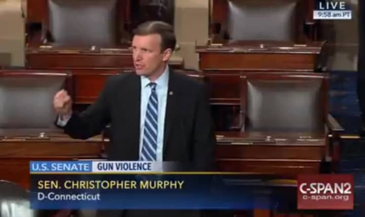 U.S. Sen. Chris Murphy, a Democrat from Connecticut, leads a filibuster on the floor of the Senate last year on the issue of gun violence.