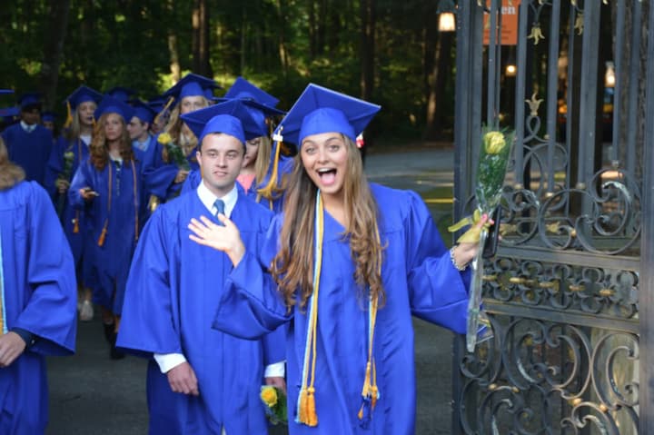 An excited North Salem High School graduate readies for the 2016 commencement.