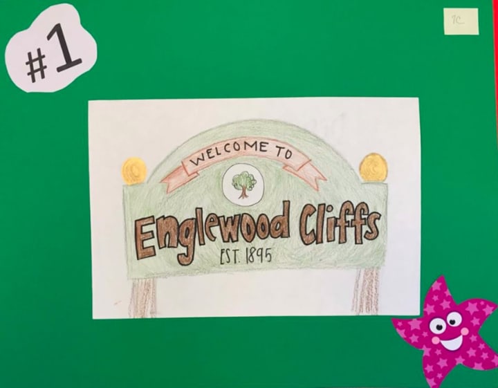The winning entry of the Englewood Cliffs sign contest, created by Englewood’s Upper School class 7C.