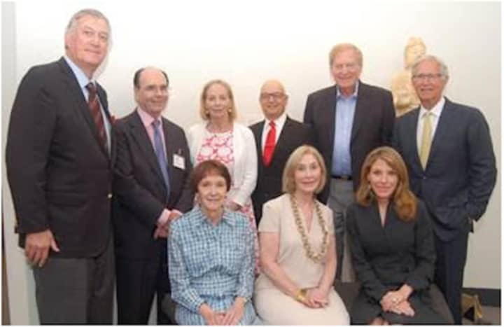 The new executive committee for Bruce Museum are (sitting) Martha R. Zoubek, Leah Rukeyser, Aundrea B. Amine; standing, George E. Crapple, James B. Lockhart III, Patricia W. Chadwick, Jan Rogers Kniffen, William Deutsch, and Robert H. Lawrence, Jr.