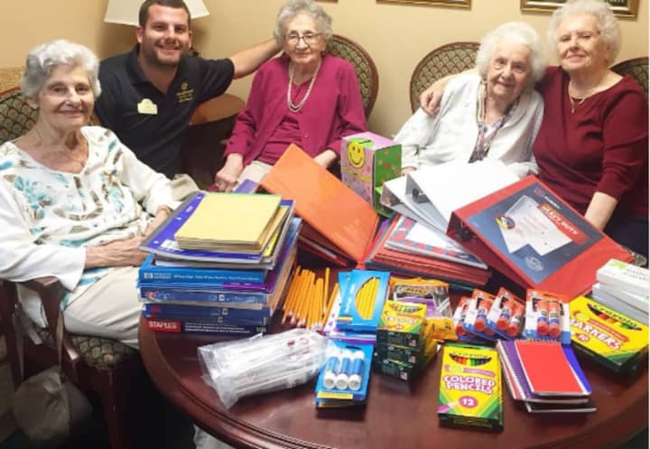 Brandywine Senior Living residents collect school supplies for students in Paterson elementary schools.