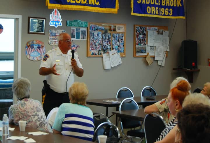 Bergen County Sheriff Michael Saudino presented a &quot;Safety for Seniors&quot; program at the Saddle Brook Senior Center.
