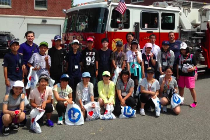 The students visited a fire station as part of their trip.