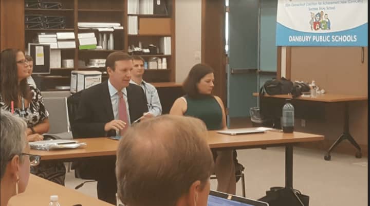 U.S. Senator Chris Murphy (D-Conn.) leads a roundtable discussion recently to discuss the implementation of the new education law -- the &quot;Every Student Succeeds Act.&quot;