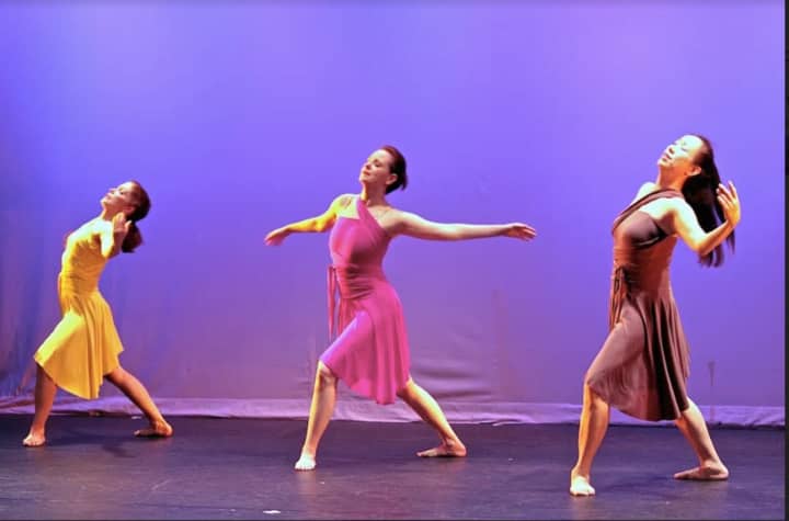 Emily Frangipane, Kristin Schweizer and DAC Dance Director Bonnie Gombos performing in 2015&#x27;s ‘Evening of Dance’ at the Darien Arts Center.