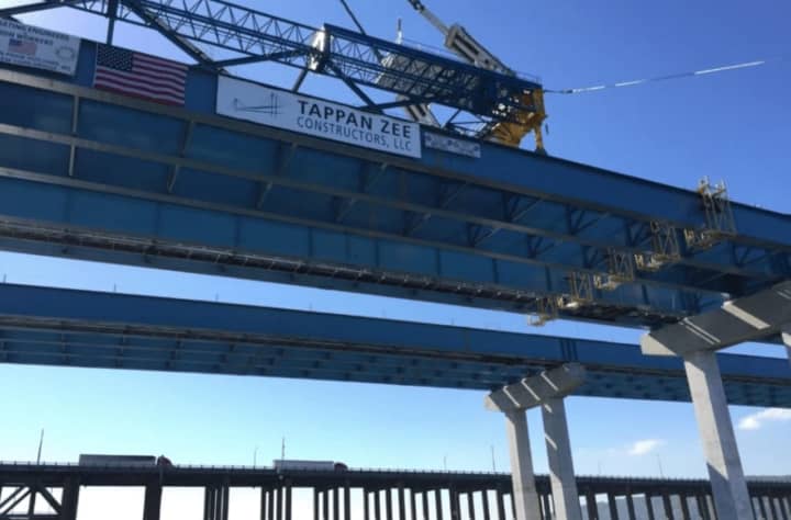 The final steel girder along the westbound approach on the New NY Bridge was put in place.