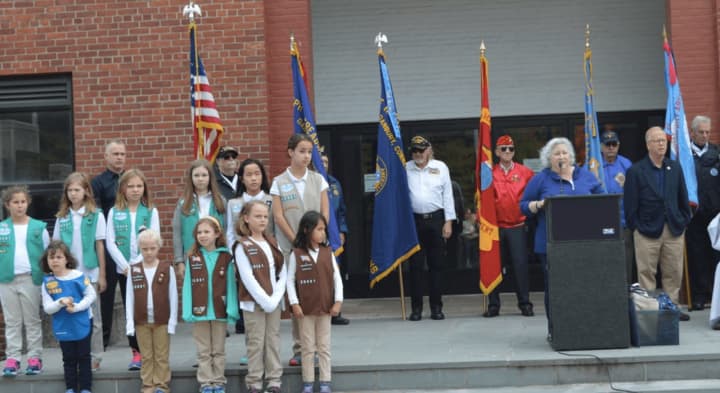 Danbury Mayor Mark Boughton, Danbury Girl Scouts and Danbury resident Mary Teicholz are part of the Ninth Annual Walk of Honor on Sunday.