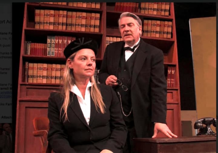 Samantha Pattinson and Barry Hatrick in the Westport Community Theatre’s production of Agatha Christie’s &quot;Witness for the Prosecution.&quot;