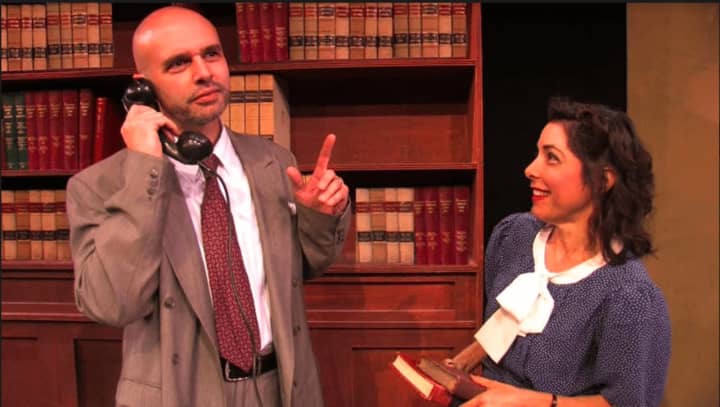 Geoffrey Gilbert and Cindy Hartog in the Westport Community Theatre’s production of Agatha Christie’s &quot;Witness for the Prosecution.&quot;