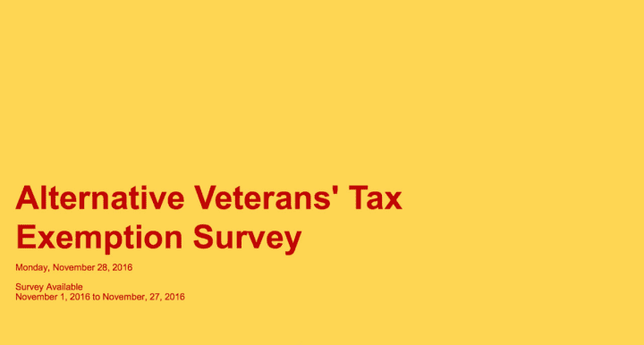 The Alternative Veterans&#x27; Tax Exemption Survey. The Arlington School board reportedly approved a tax exemption for veterans in the district after a public meeting Tuesday.