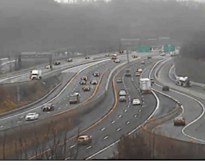 Roads remain slick in Westchester on Wednesday morning. Above, conditions on I-287 at I-87 just before 8 a.m.