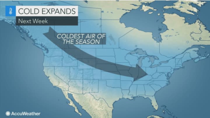 The coldest air of the season will bring with it a chance for snow next week, starting Monday morning.