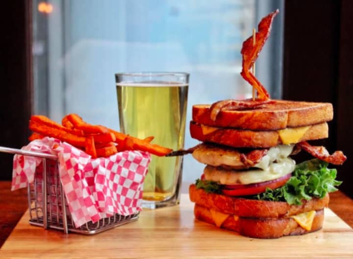 Killer B of Norwalk offers up burgers served on grilled cheese sandwiches.
