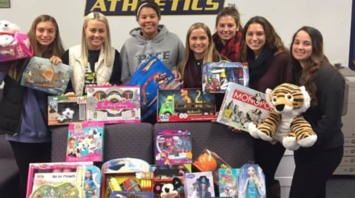 Pace Field Hockey recently donated toys to Maria Fareri Children&#x27;s Hospital.