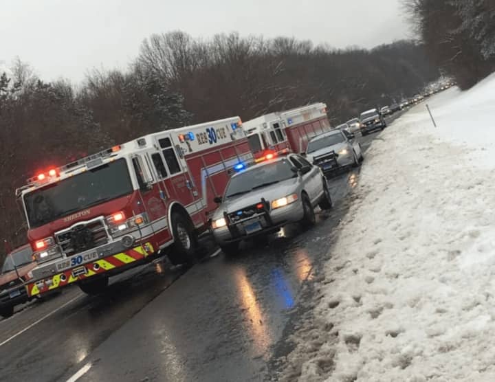 Echo Hose Hook &amp; Ladder Co. 1  responds to a crash Saturday on Route 8 in Shelton.