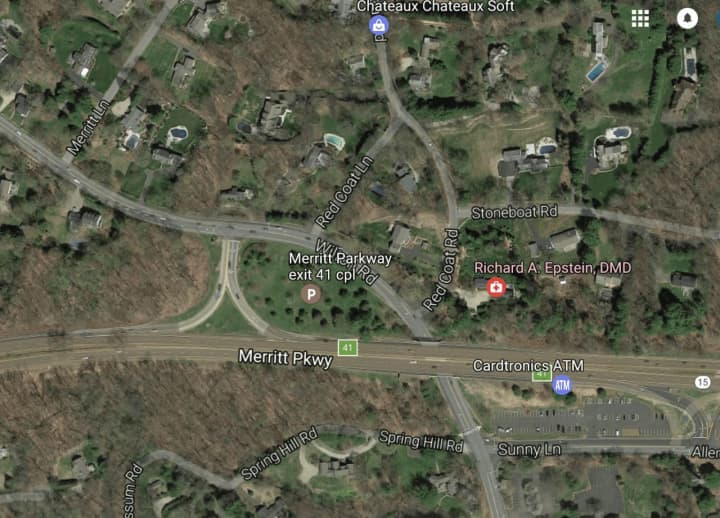 A car veered from the Merritt Parkway by Exit 41 in Westport Wednesday night, killing the driver and injuring a passenger, according to the Stamford Advocate.
