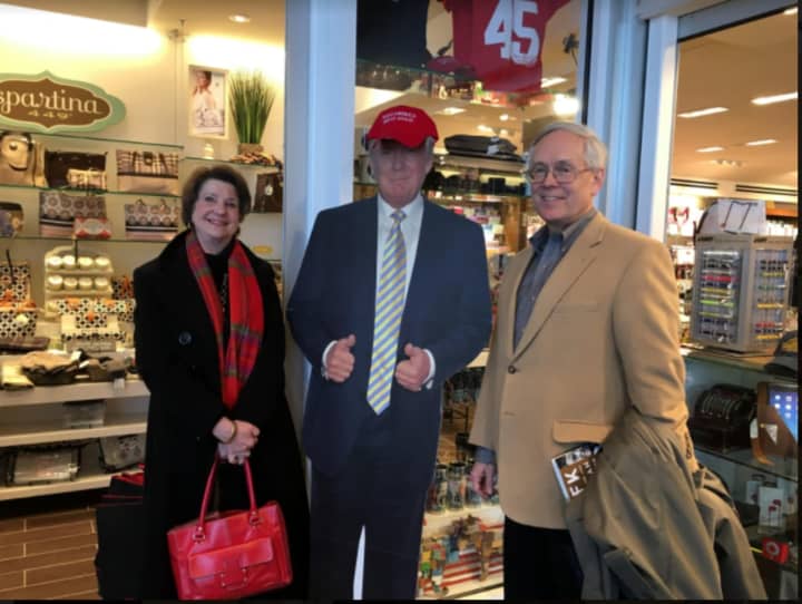 Redding resident John Downey and his wife, Claudia, with President-Elect Donald Trump at one of the shops at Reagan National Airport.  Downey is attending the inauguration on Friday.