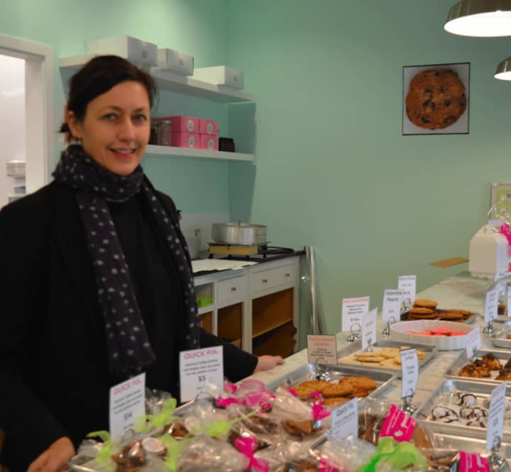 Andrea Greene is letting the chocolate chips fall where they may at Connecticut Cookie Company in Fairfield.