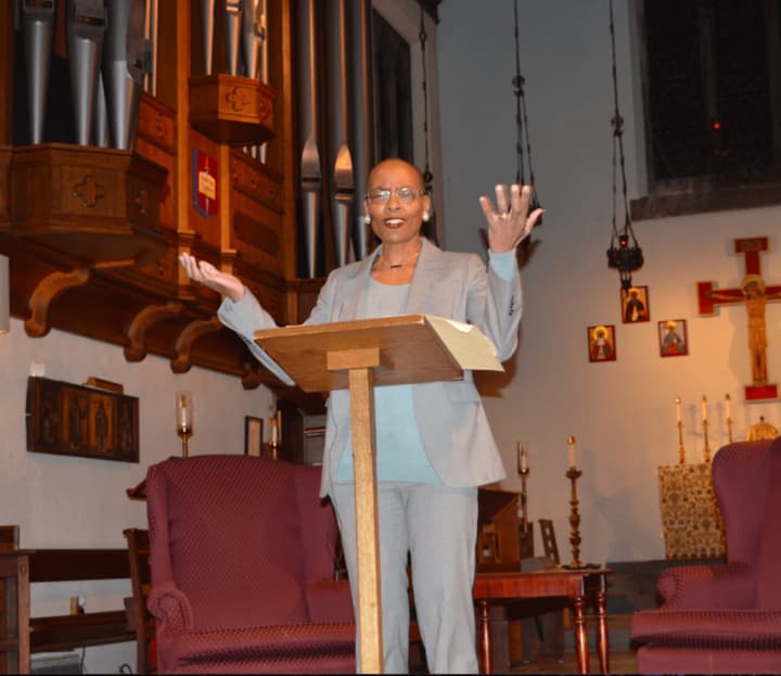 The Rev. Kelly Brown Douglas speaks at St. Paul&#x27;s On The Green in Norwalk on the topic: &#x27;Stand Your Ground in an Era of Black Lives Matter.&#x27;