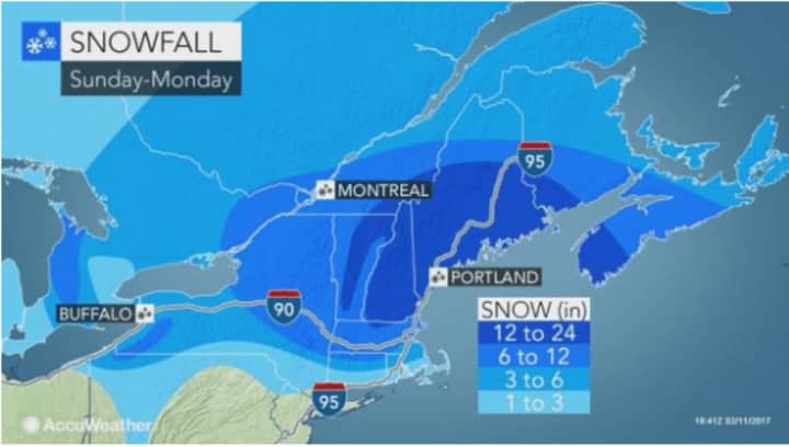 Parts of New England could see up to two feet of snow from the storm that will impact the Hudson Valley.