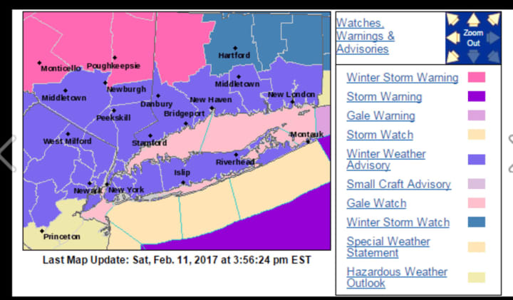 A look at warnings and advisories in effect in the Hudson Valley and surrounding areas.