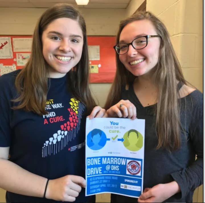 From left, Danbury High School seniors Kimberly Meerman and Anna Port have organized a bone marrow drive at their school.