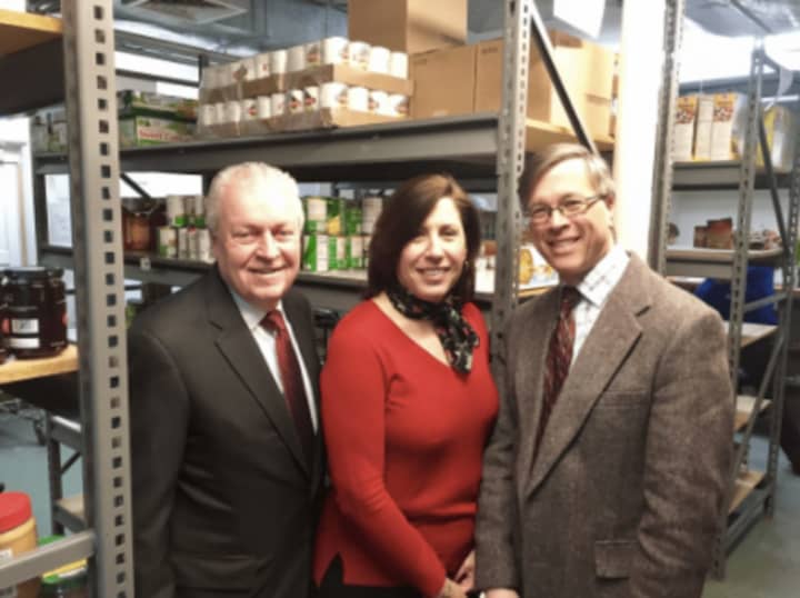 Donations for the Operation Hope food pantry will be collected March 13-31. First Selectman Michael Tetreau, Operation Hope Executive Director Carla Miklos and Economic Development Director Mark Barnhart ask residents to support this food drive.