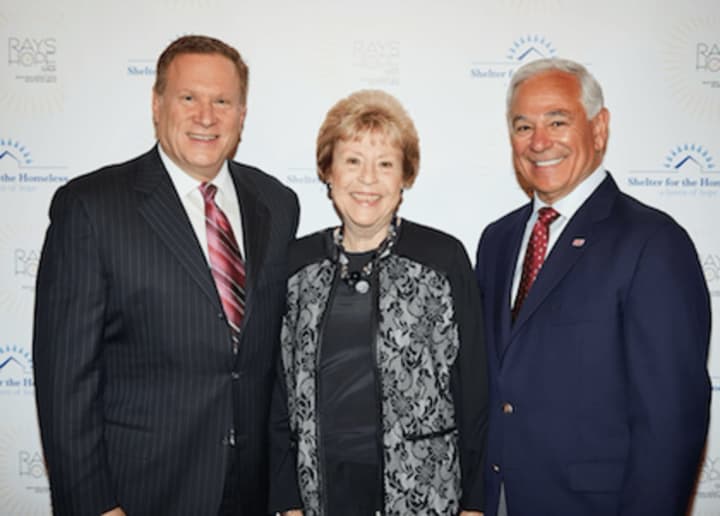 From left to right are Andrew M. Reid, Pacific House Gala Chair; Patricia Phillips, 2016 Gala Honoree; and Bobby Valentine.The event will be held on Saturday, May 6, at The Italian Center in Stamford.