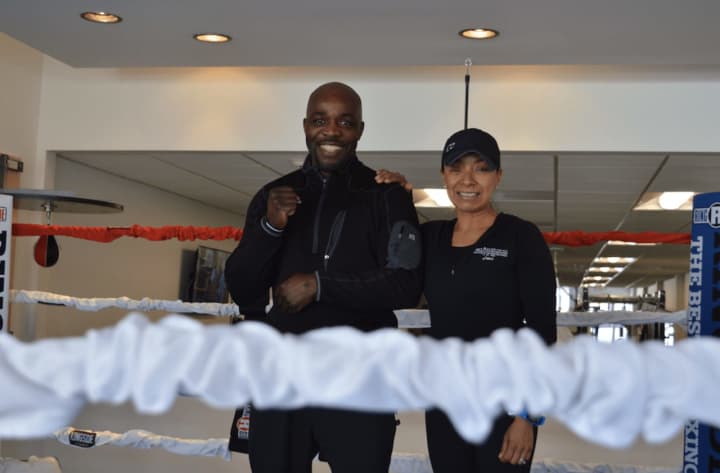 From left, Rich Dean, owner of Rich Dean Boxing &amp; Fitness in Westport and Patty Schwartzman, certified personal trainer.  The studio will officially open on Wednesday.