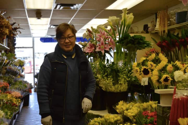 Ellie Kim, owner of CompoFarm Flowers in Darien and Westport. The store has flowers in from Holland for Easter arrangements.