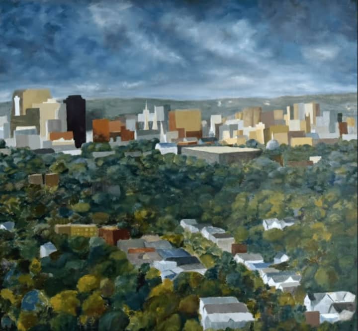 &quot;Clouds Passing Over&quot; by Janet Warner, of New Haven, oil on canvas, will be part of a March 30 exhibition of work by MFA art students at Western Connecticut State University. The public is invited to the showcase and free reception.