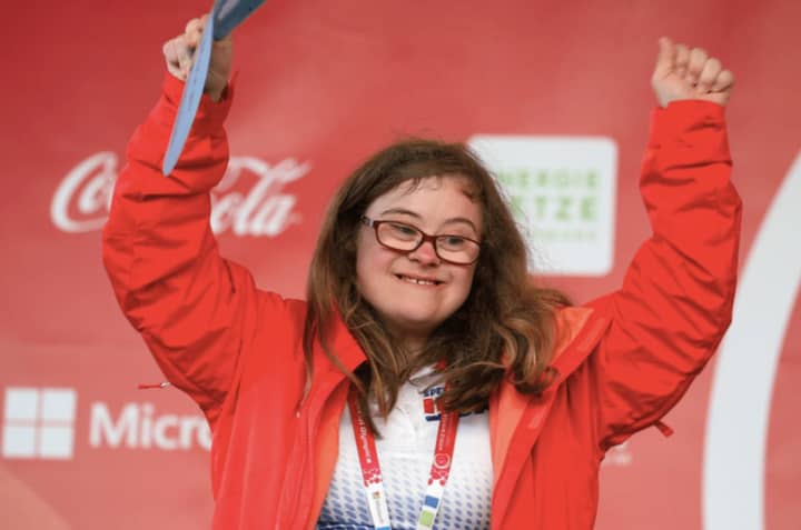 Courtney Muns, 21 of Garfield, took home 2nd place in the snowshoeing event at the World Special Olympics in Austria.