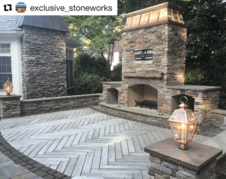 An outdoor fireplace in Ridgewood built by a Lyndhurst-based company is being shared on social media accounts across the world.
