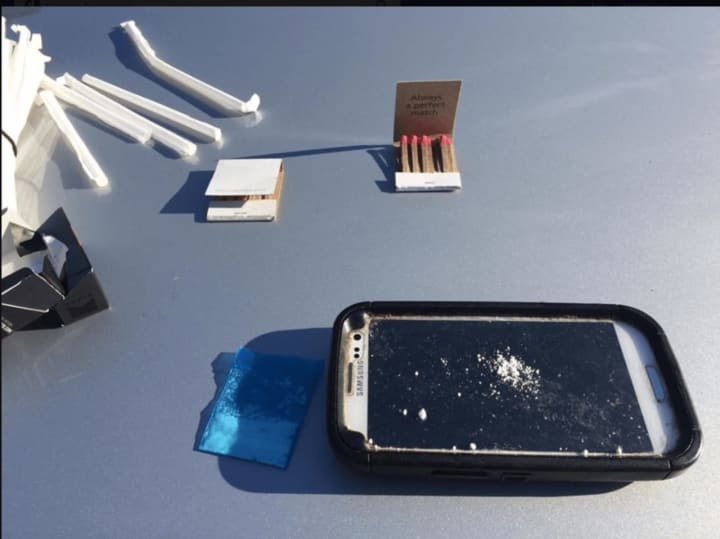A look at the cell phone with cocaine in a photo released by Ramapo Police.