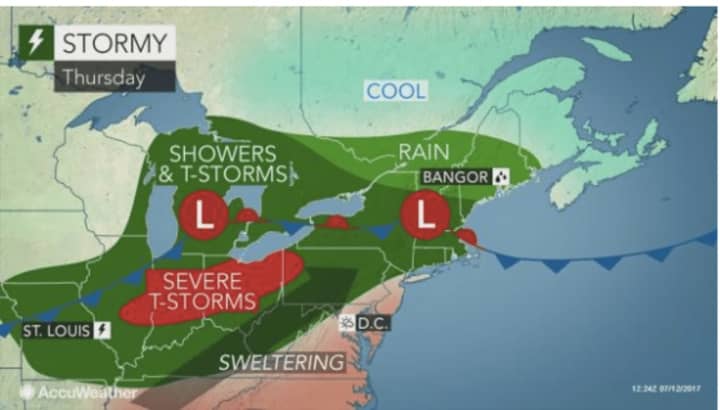 Showers and thunderstorms are likely Thursday.
