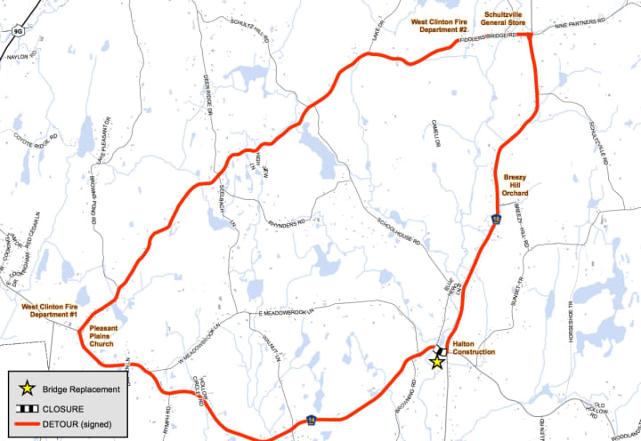 A map of the detour that is expected to begin in Dutchess County on Aug. 1.