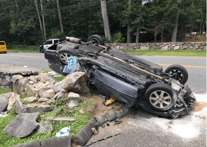 No serous injuries were reported in this rollover crash Monday on Fillow Street in Norwalk.