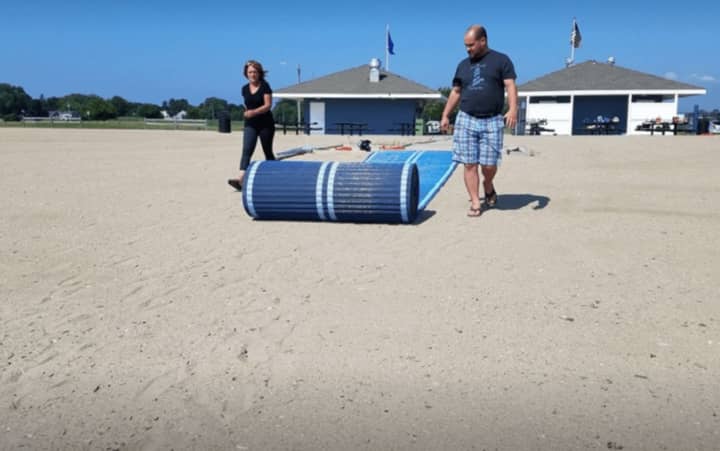 Stratford residents who use wheelchairs and strollers can enjoy easier access to Short Beach thanks to new Mobi-mats.
