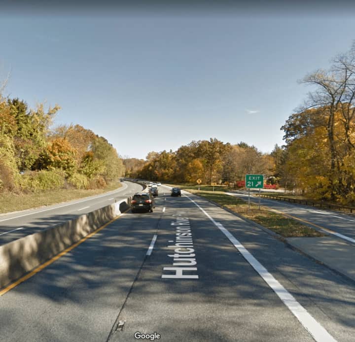 The Hutchinson River Parkway near Weaver Street in New Rochelle.