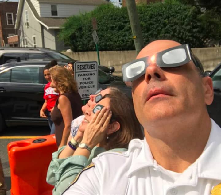 Police Chief Martin Kahn snapped a selfie with Fairview officials checking out the solar eclipse.
