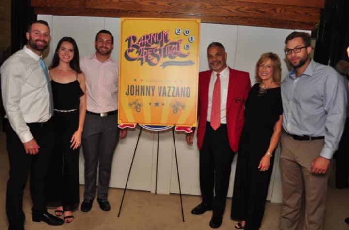 Restaurateur Johnny Vazzano, third from right, is the 2018 Barnum Festival ringmaster.