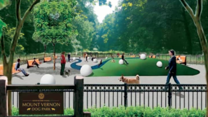 An artist&#x27;s rendering of the proposed dog park in Mount Vernon.