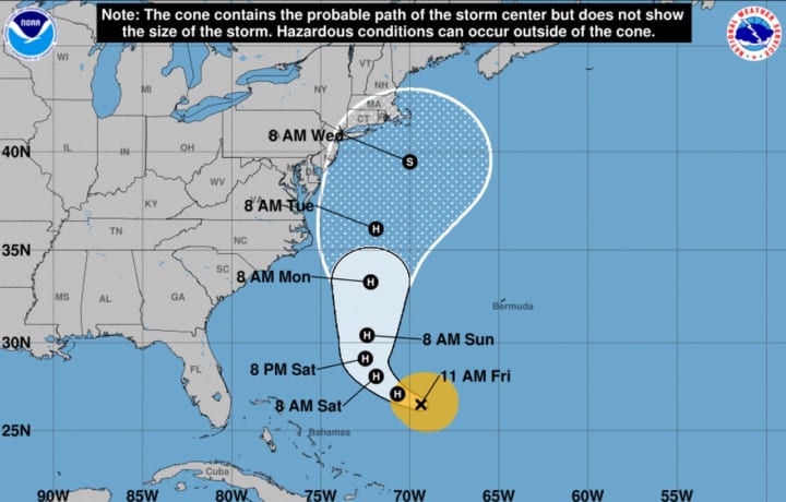 An updated projected path for Jose shows it picking up strength over the weekend and heading up the East Coast toward Connecticut.