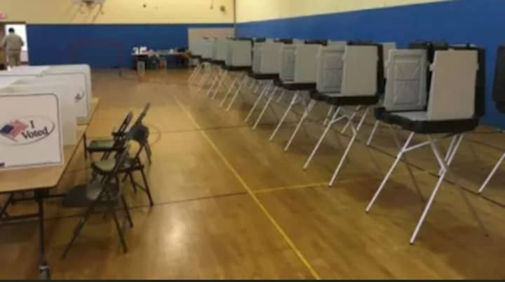 The booths are set up for voting in Connecticut.