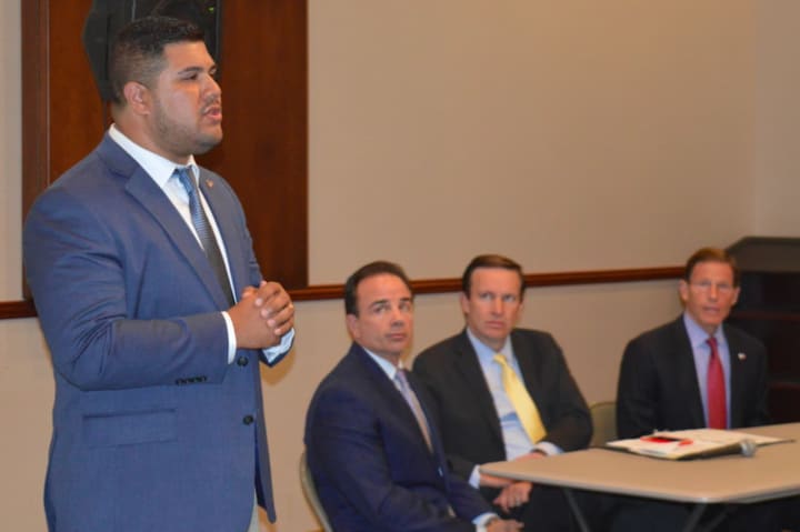 State Rep. Chris Rosario told of his family in Aibonito, Puerto Rico, during a recent meeting on the situation there in Bridgeport.