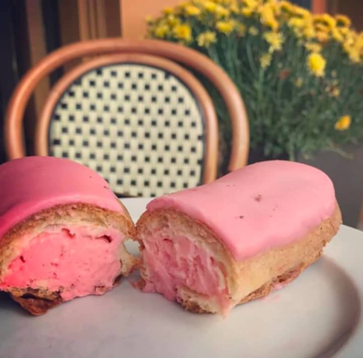 Pink eclairs at Bistro Versailles in Greenwich (only available in October in honor of Breast Cancer Awareness month).
