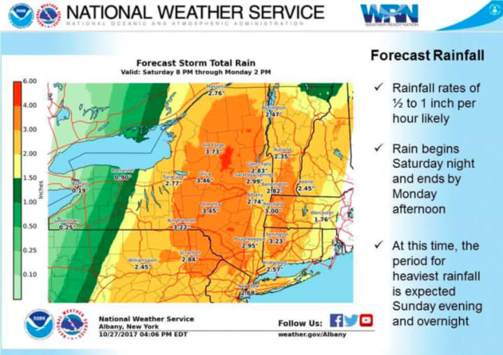 The storm is expected to result in up to 4 inches of rainfall.