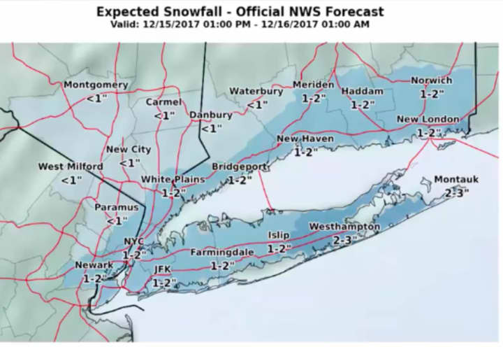 <p>A look at expected snowfall projections through just past midnight on Saturday.</p>