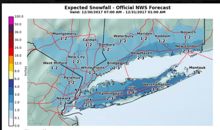 A look at snowfall projections for Saturday&#x27;s storm shows higher amount farther east in the tristate region.